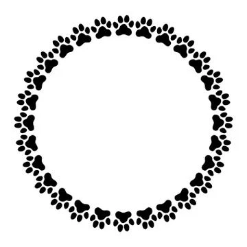 Round frame made of paw prints Stock Illustration