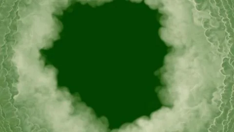 Round frame made of smoke or clouds on green screen Stockillustratie