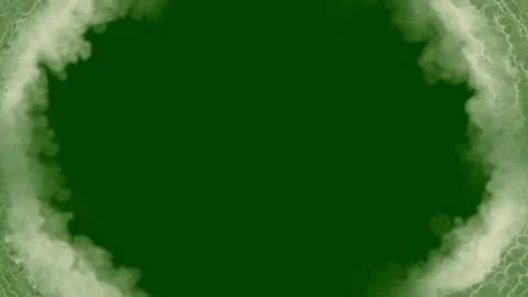 Round frame made of smoke or clouds on chroma key screen Stock Illustration