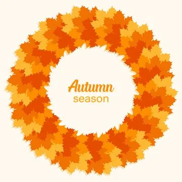 Round frame with maple leaves Stock Illustration