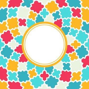 Round frame with Multicolor Quatrefoil pattern Stock Illustration