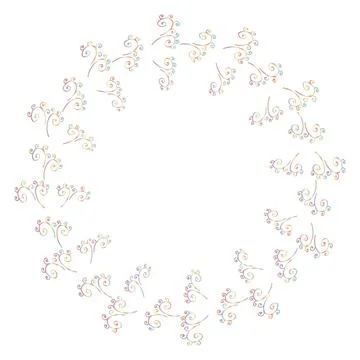 Round frame with multicolored decorative elements. Vector image. Stock Illustration