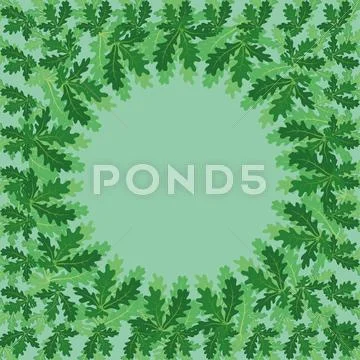 Round frame of oak leaves Stock Illustration