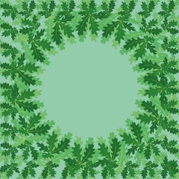 Round frame of oak leaves Stock Illustration