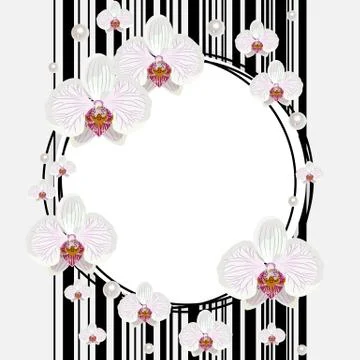 Round frame with orchids Stock Illustration