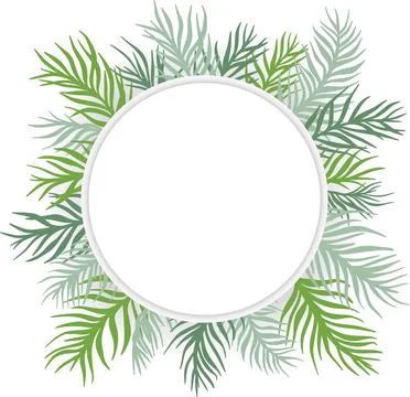Round frame with palm leaves Stock Illustration
