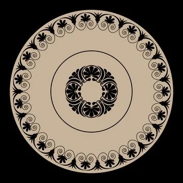 Round frame with pattern in the style of Baroque. Greek meander. Pattern  Stock Illustration