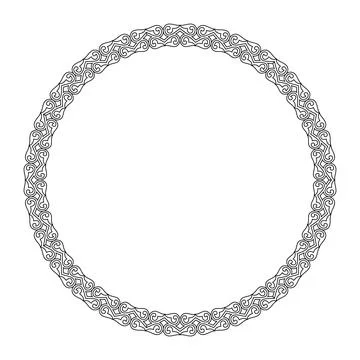 Round frame with a pattern in the style of engraving. Circular decorative frame. 스톡 일러스트
