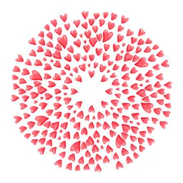 Round frame of pink hearts. Vector illustration Stock Illustration