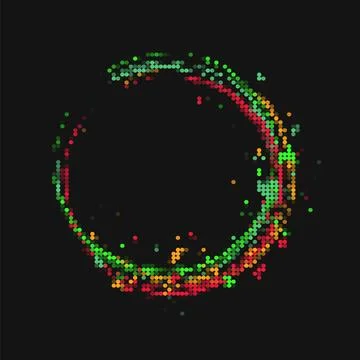 Round frame in pixel style with small circles. Stock Illustration