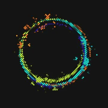 Round frame in pixel style with small circles. Stock Illustration
