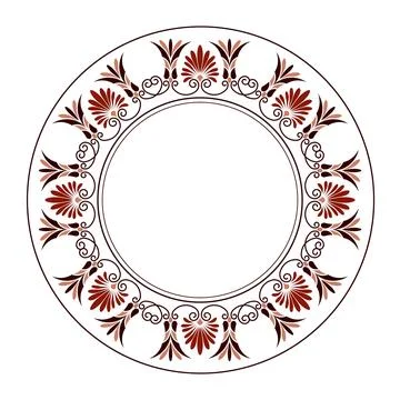 Round frame plate with arabesques and floral elements. Patterns of Greece, ancie Stock Illustration