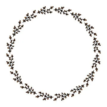 Round frame with positive orange branches on white background. Vector image. Stock-Illustration