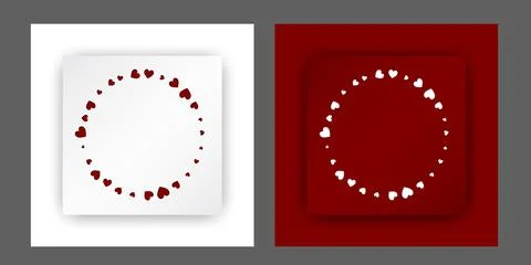 Round frame of red and white hearts for valentine's day greeting card Stock Illustration