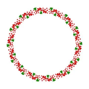 Round frame of red currant berries with green leaves. The concept of health.. Stock Illustration