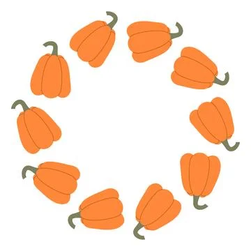 Round frame of ripe orange pumpkins イラスト素材
