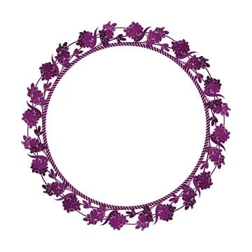 Round frame of rope with branch and flower of lavender. Stock Illustration