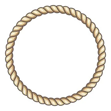 Round frame. Rope decorative border. Jute thread circle Stock Illustration