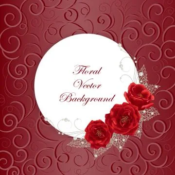 Round frame with roses Stock Illustration
