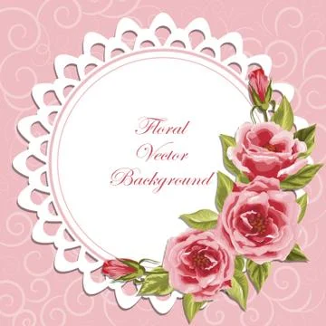 Round frame with roses Stock Illustration
