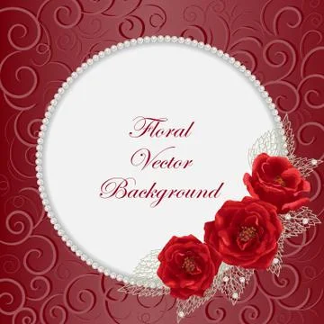 Round frame with roses Stock Illustration