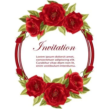 Round frame with roses イラスト素材