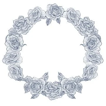 Round frame roses Stock Illustration