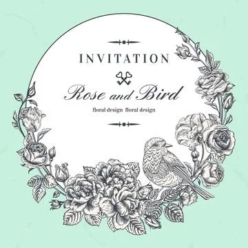 Round  frame with roses. Illustrazione stock