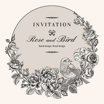 Round  frame with roses. Illustrazione stock