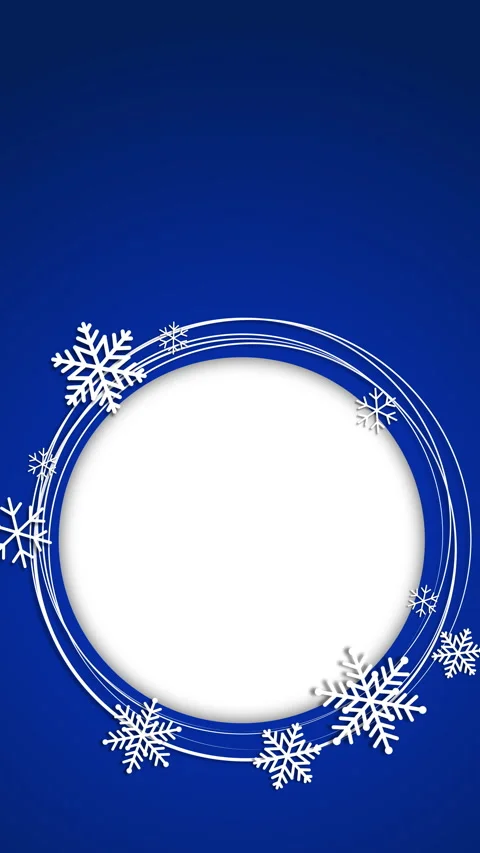 Round frame of scatter white snowflakes on blue background. Design element Stock Footage 296603631