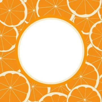 Round frame with seamless pattern of orange fruit Stock Illustration