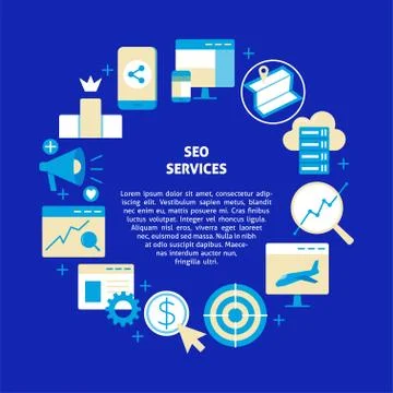 Round frame SEO banner with place for text Stock Illustration