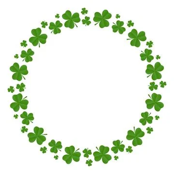 Round frame of shamrocks. Wreath made from confetti clovers Stock Illustration