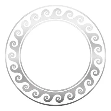 Round Frame Silver Spirals Greek Pattern Stock Illustration
