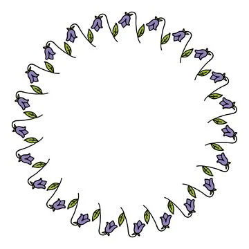 Round frame with simple flower bell on white background. Vector image. Stock-Illustration
