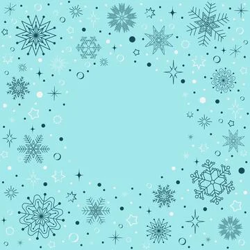 Round frame of snowflakes on a blue background Stock Illustration