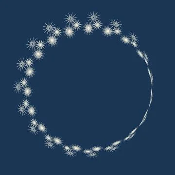 Round frame from snowflakes dark blue background Stock Illustration