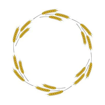 A round frame of spikelets of wheat, oats, rye, or barley. Grain plant bord.. Illustrazione stock