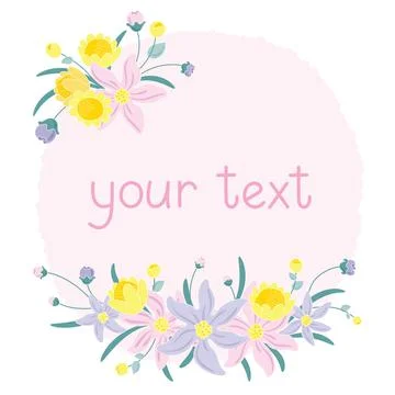 Round frame with spring flowers Stock Illustration