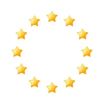 Round frame with stars icon in flat style. Circle frame vector illustration.. Illustrazione stock