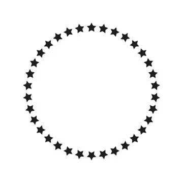 Round frame with stars icon in flat style. Circle frame vector illustration.. Illustrazione stock