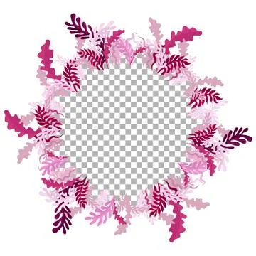 Round frame is surrounded by different leaves and plants. Vector illustration Stock Illustration