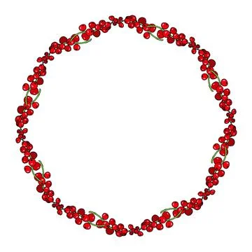 Round frame with sweet red currant on white background. Vector image. Stock Illustration