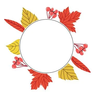 Round frame template for autumn fall background for sale ads. Stock Illustration