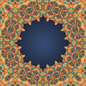 Round frame for text in arab style a lot of copyspace Stock Illustration