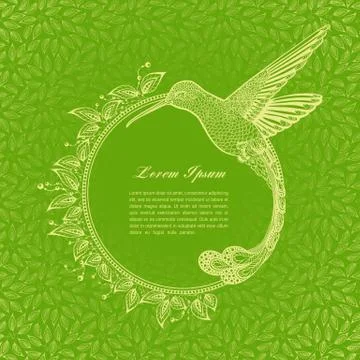 Round frame for text with birds Stock Illustration