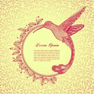 Round frame for text with birds Stock Illustration