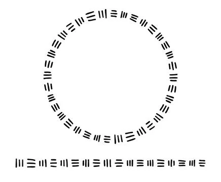 Round Frame Three Stripes. Doodle seamless brush of black parallel Lines in Stock Illustration