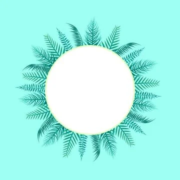 Round Frame with Tropical Leaf Circle Spare Place Ilustração Stock