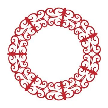 Round frame with a Turkic pattern. Abstract Pattern of Turkic peoples, Kazakh Stock Illustration